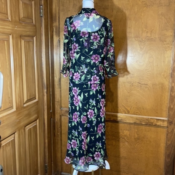 Virgo Black Floral Maxi Dress with Jacket - EUC - Picture 5 of 9